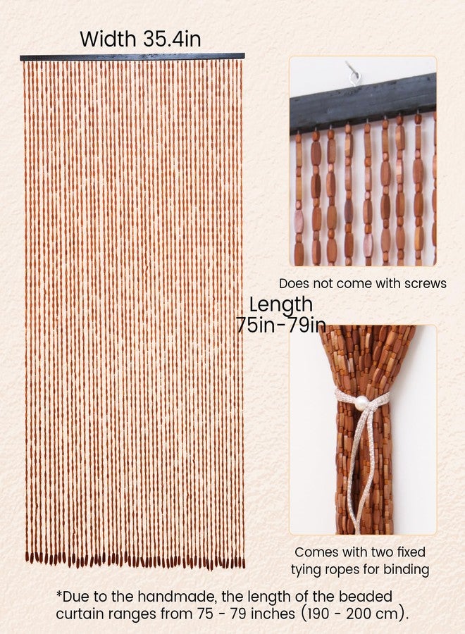 Ezcasch 52 Strands 35.4" x 79" Bamboo and Wood Beaded Curtain for Doorway Handmade Natural Doorway Beads Bohemian Bamboo and Wooden Room Devider Hanging Boho Beaded Curtain,Brown - Image 4